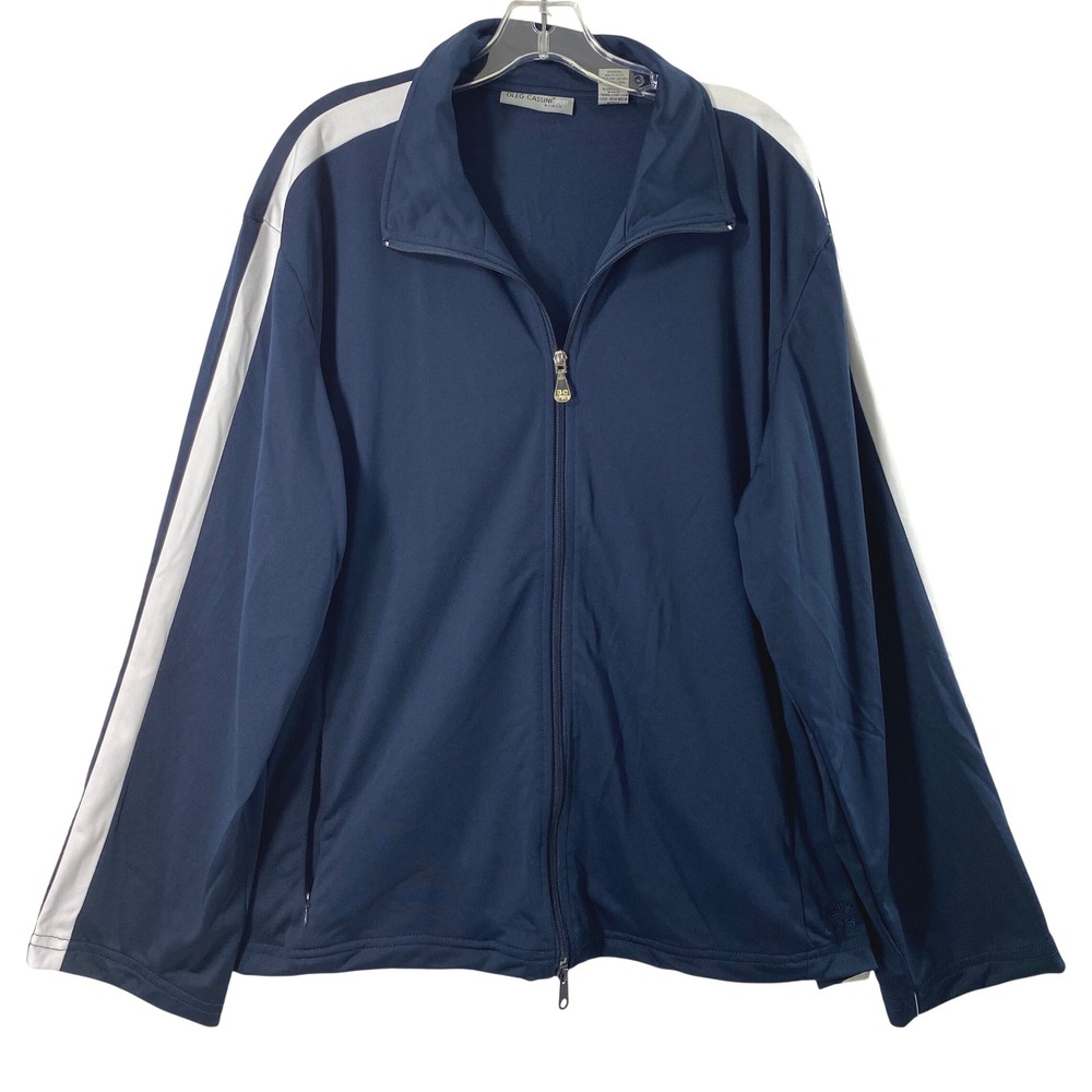 Oleg Cassini Sport Jacket Womans Plus Size‎ 3X Navy Blue Athletic Track Full Zip